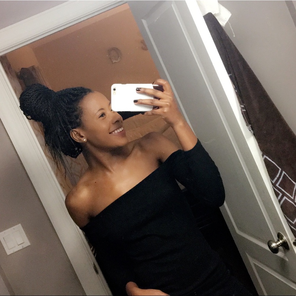 Off the shoulder black dress